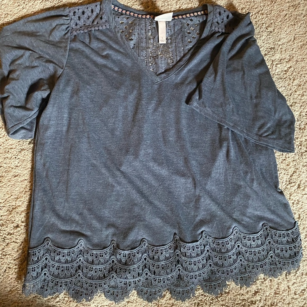 Large Blue Knox Rose Blouse